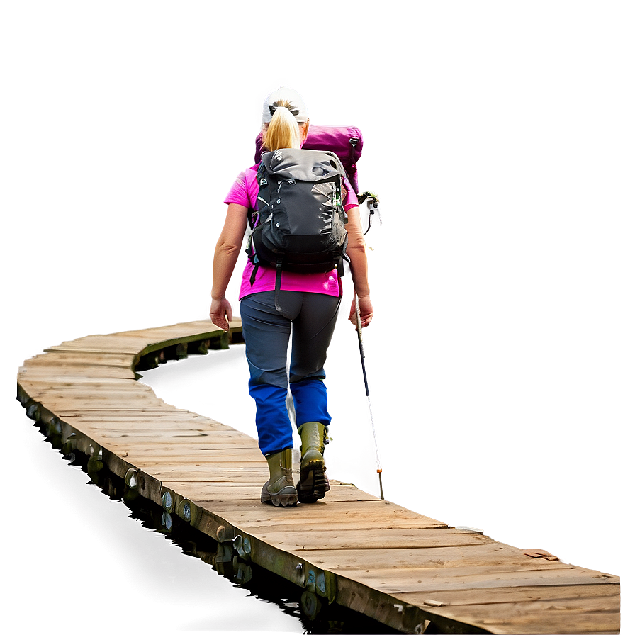 Hiker On Trail Bridge Png Ihi PNG Image