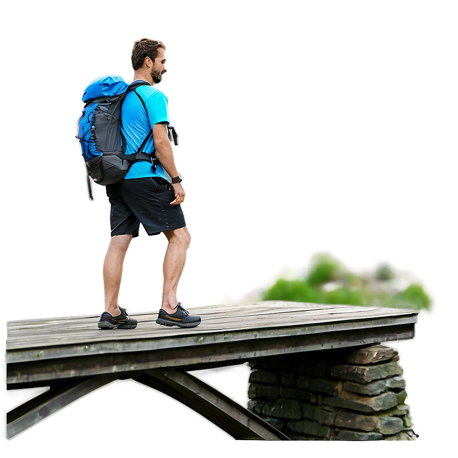 Hiker On Trail Bridge Png Kex PNG Image