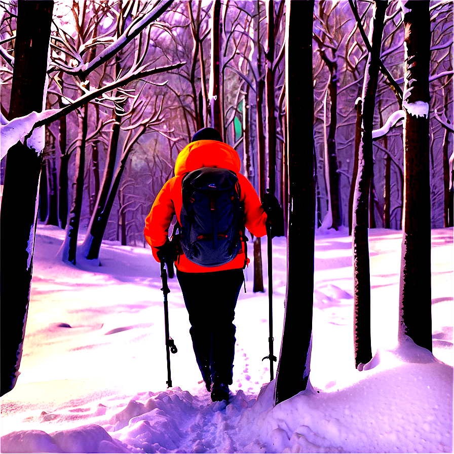 Hiking In Winter Snow Png Pja60 PNG Image