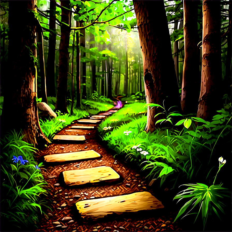 Hiking Path Through Woods Png Dou PNG Image