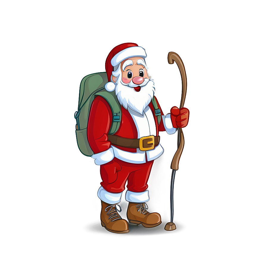 Hiking Santa Cartoon Png 06282024 PNG Image