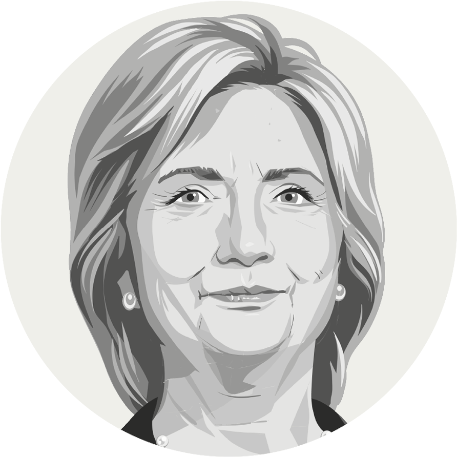 Hillary Clinton Portrait Greyscale PNG Image