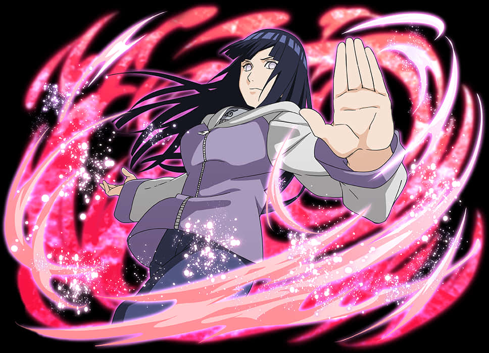 Hinata Chakra Control Anime Artwork PNG Image