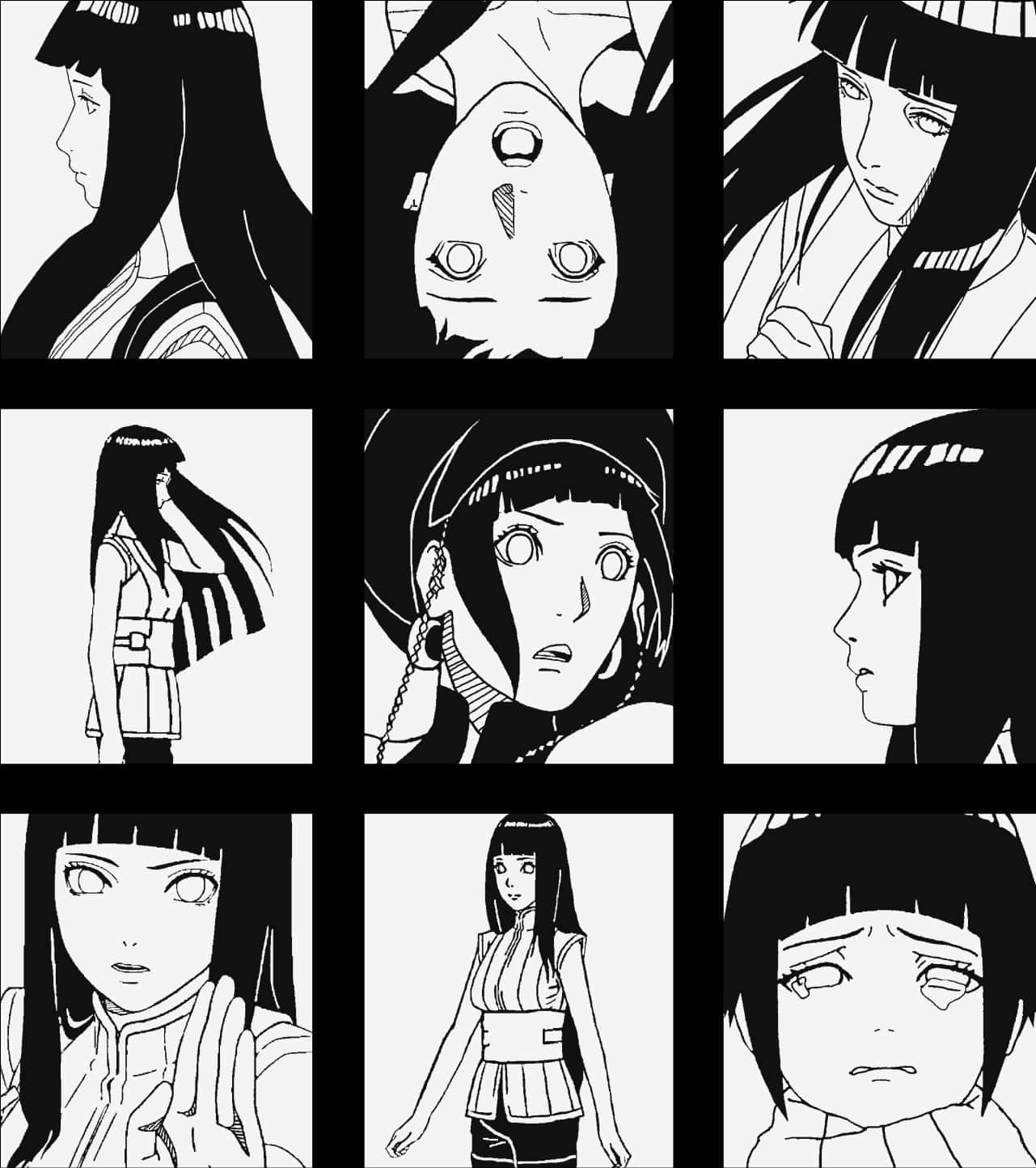 Hinata Hyuga Expressions Collage PNG Image