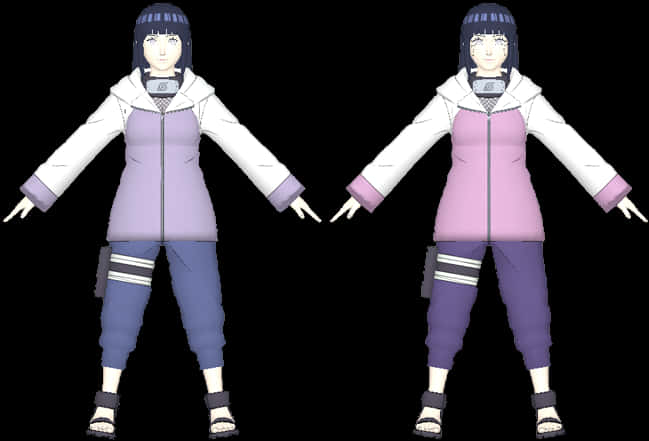 Hinata Hyuga3 D Model Comparison PNG Image