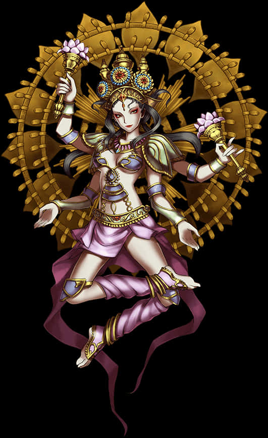 Hindu Goddess Lakshmi Illustration PNG Image