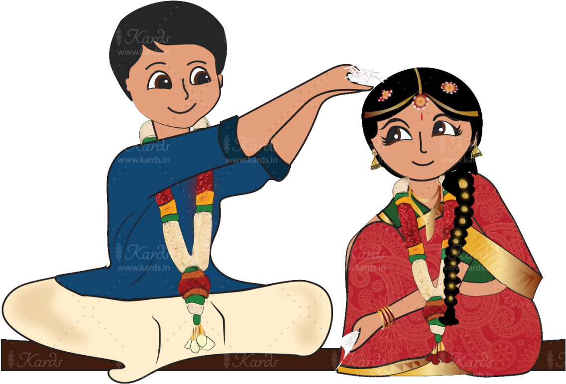 Hindu Wedding Ceremony Cartoon PNG Image