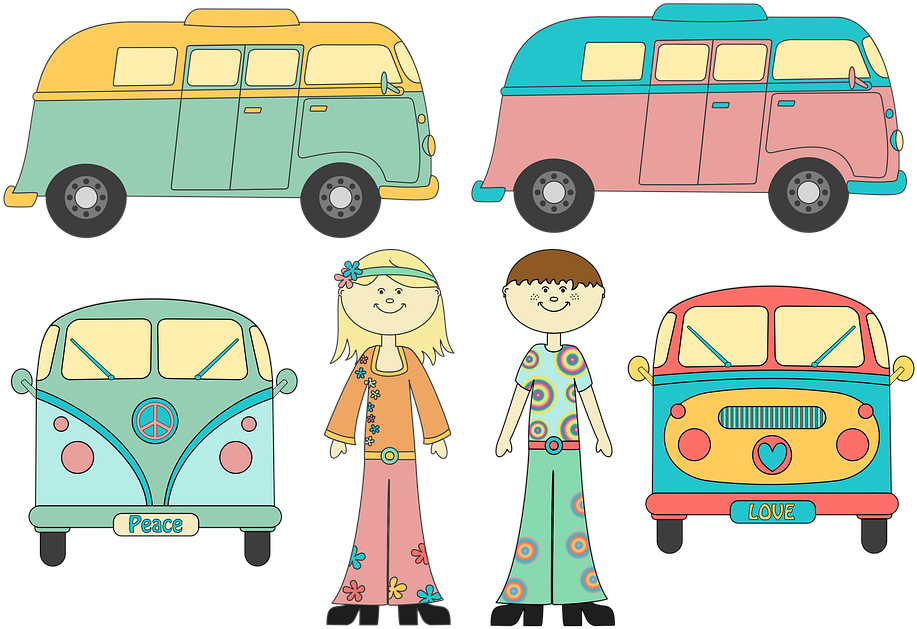 Hippie Culture Illustration PNG Image