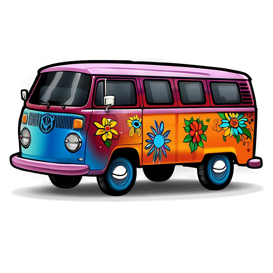 Hippie Van Cartoon Png 06202024 PNG Image