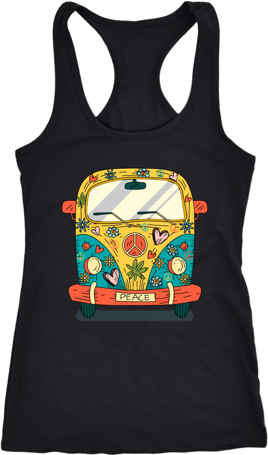 Hippie Van Tank Top Design PNG Image