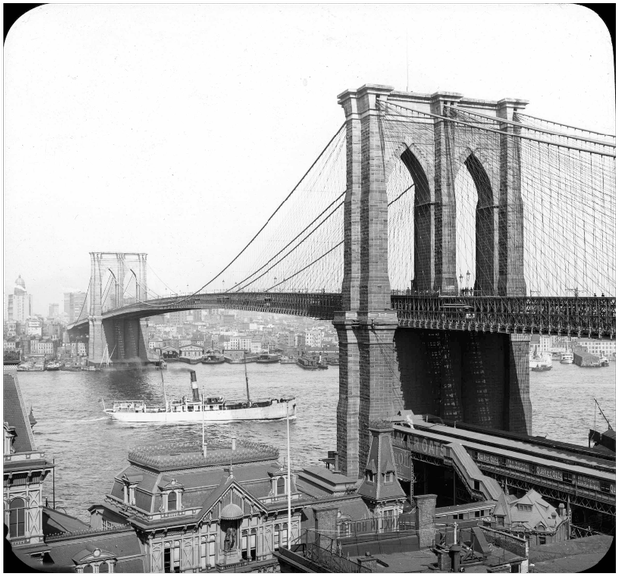 Historic Brooklyn Bridge Blackand White PNG Image