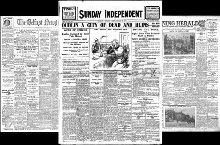 Historic Newspapers Collage PNG Image