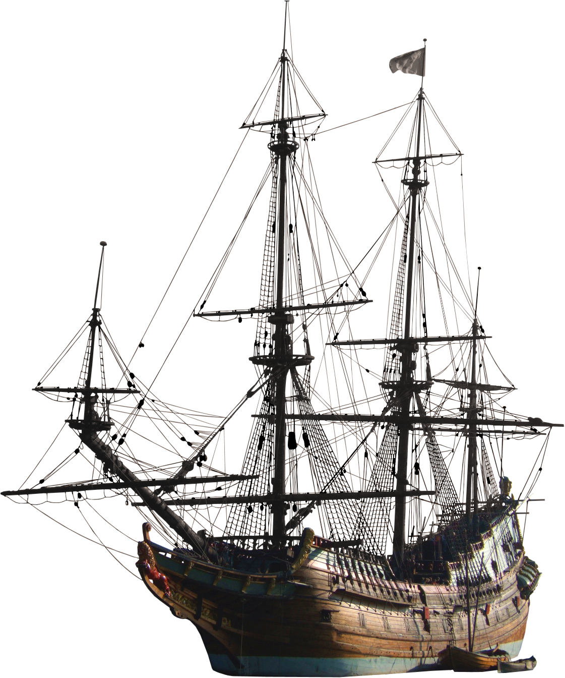 Historic Tall Ship Profile PNG Image