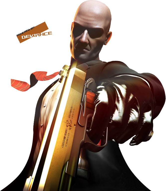 Hitman_with_ Golden_ Gun PNG Image