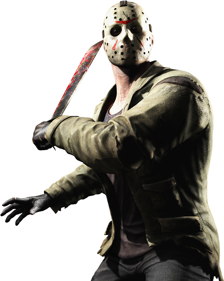 Hockey Masked Figurewith Machete PNG Image