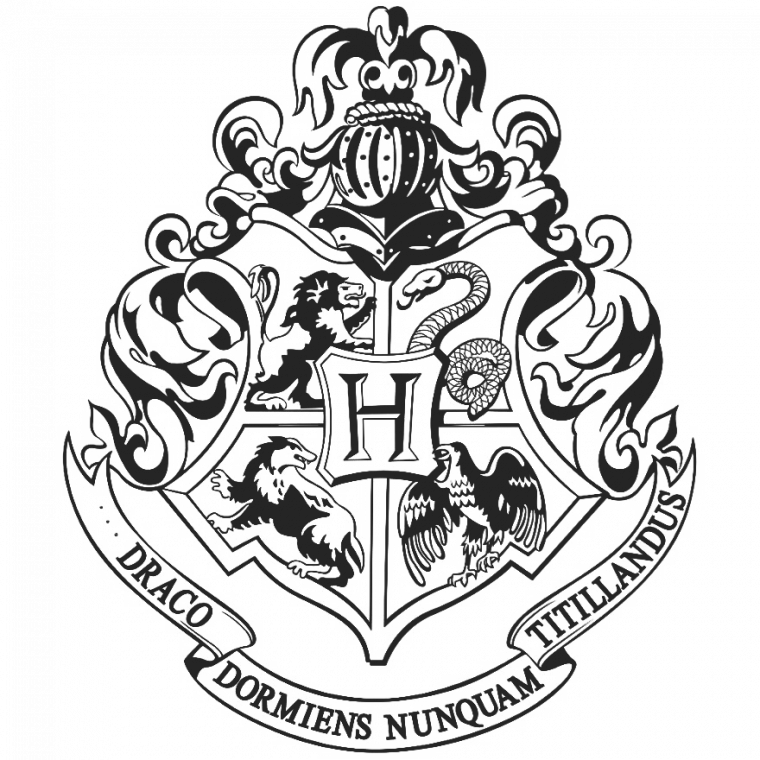 Hogwarts_ School_ Crest_ Monochrome PNG Image