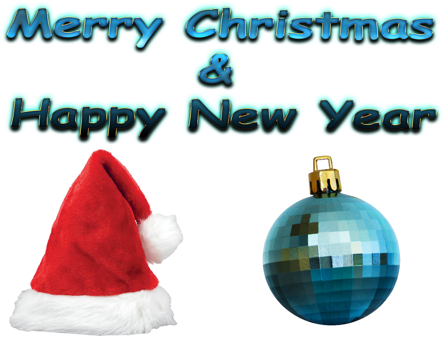 Holiday Greetings Santa Hatand Christmas Ball PNG Image