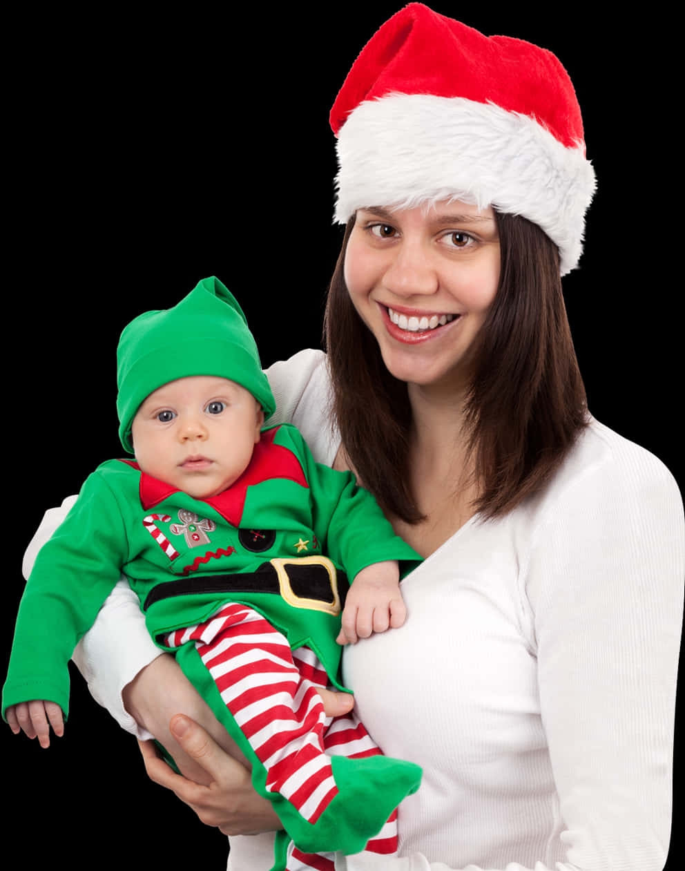 Holiday Momand Baby Elf Costumes PNG Image