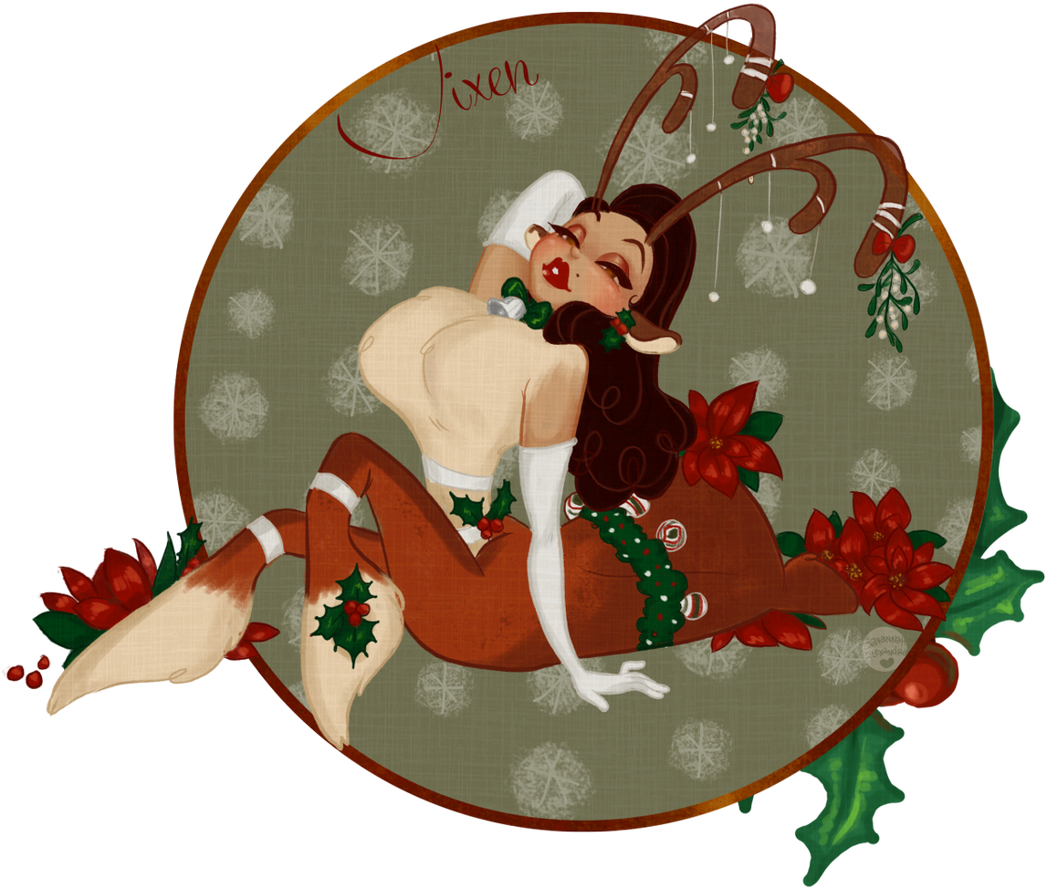 Holiday_ Pinup_ Reindeer_ Theme PNG Image