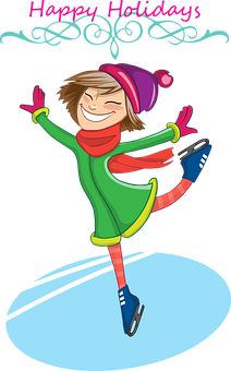 Holiday Skating Girl Celebration PNG Image