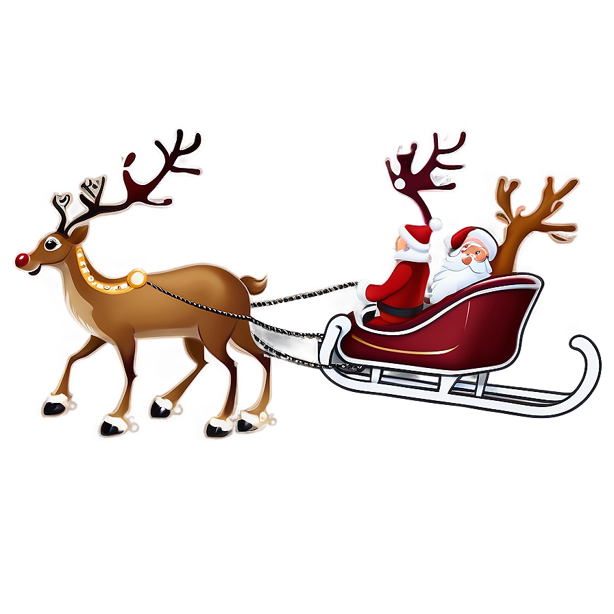 Holiday Themed Santa Sleigh And Reindeer Png 8 PNG Image