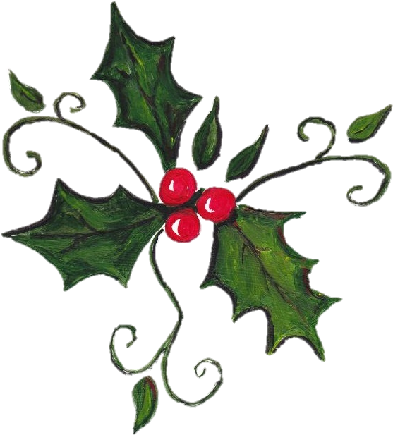 Holly Berries Hand Painted Artwork PNG Image