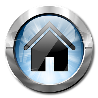 Home Icon Glossy Metallic Button PNG Image