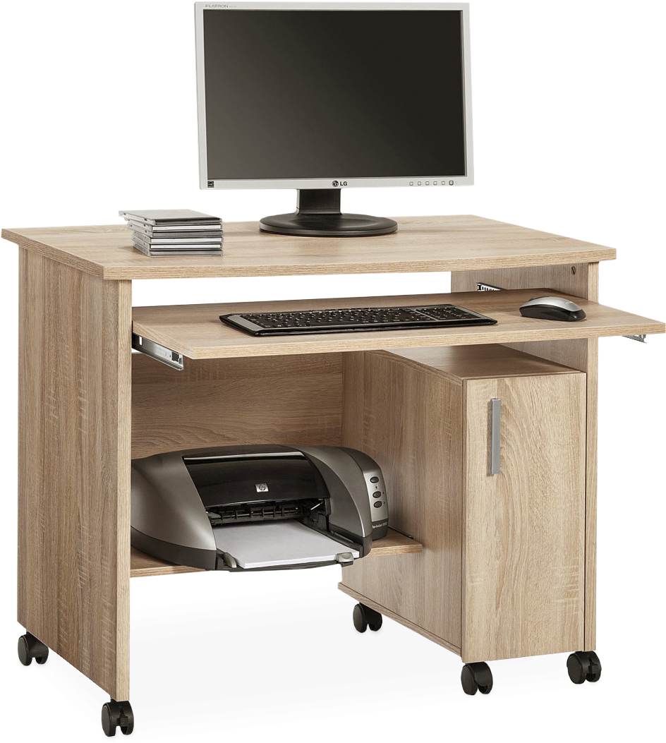 Home Office Computer Desk Setup PNG Image