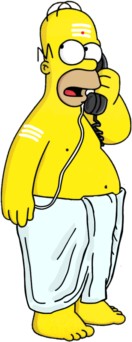 Homer Simpson On Phone PNG Image