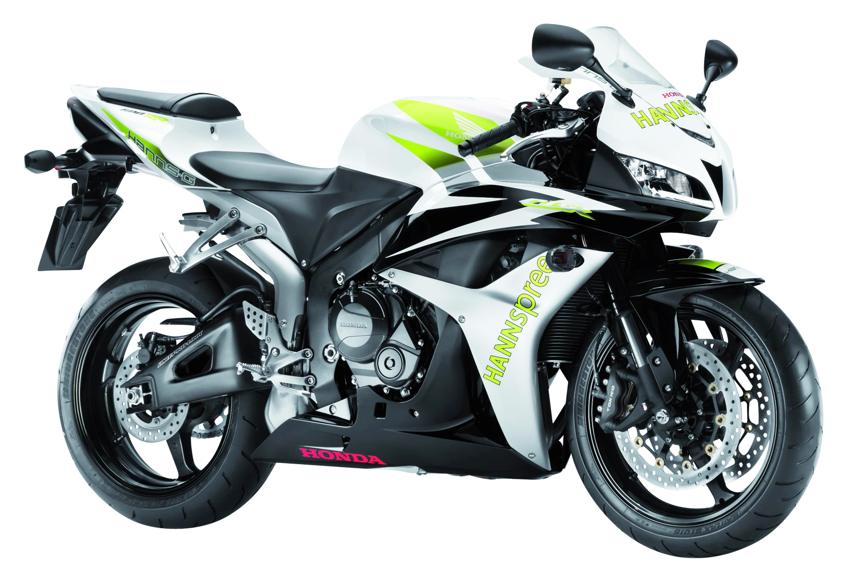 Honda Sportbike White Green Livery PNG Image