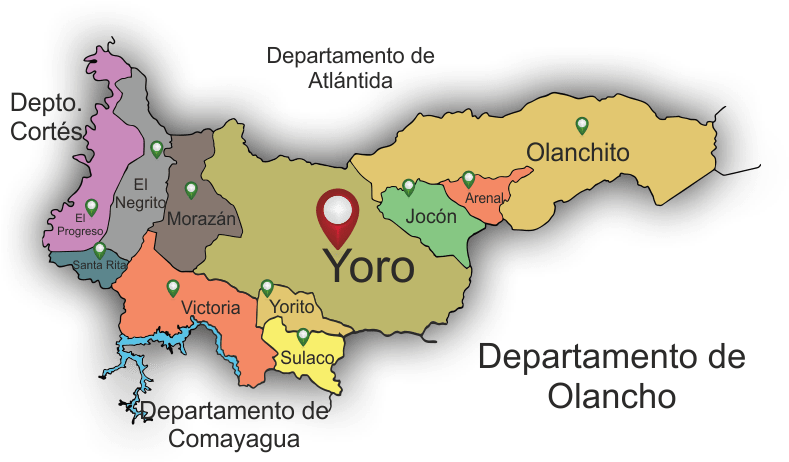 Honduras Yoro Department Map PNG Image