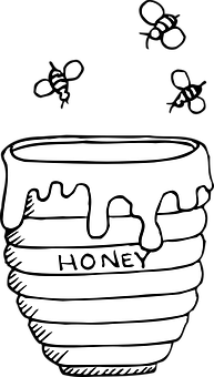 Honey Potand Bees Vector PNG Image