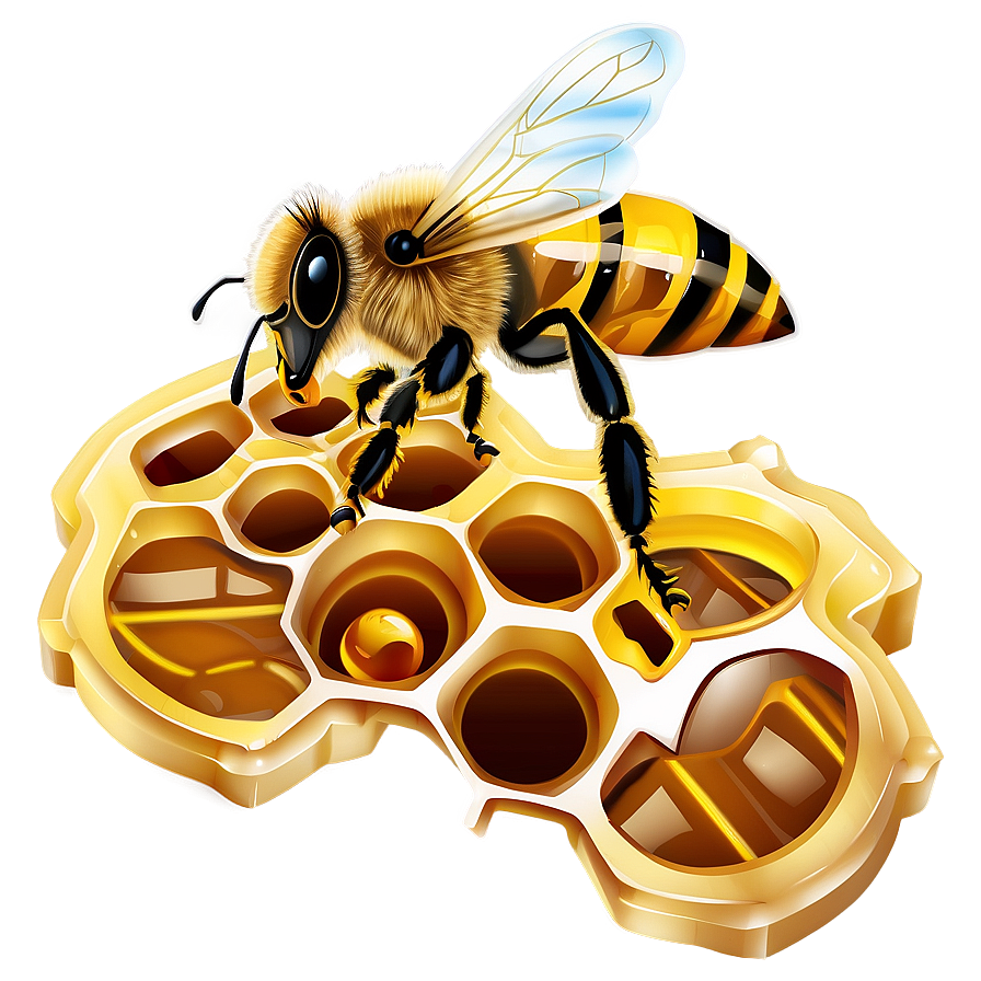 Honeycomb With Bee Png Fci PNG Image