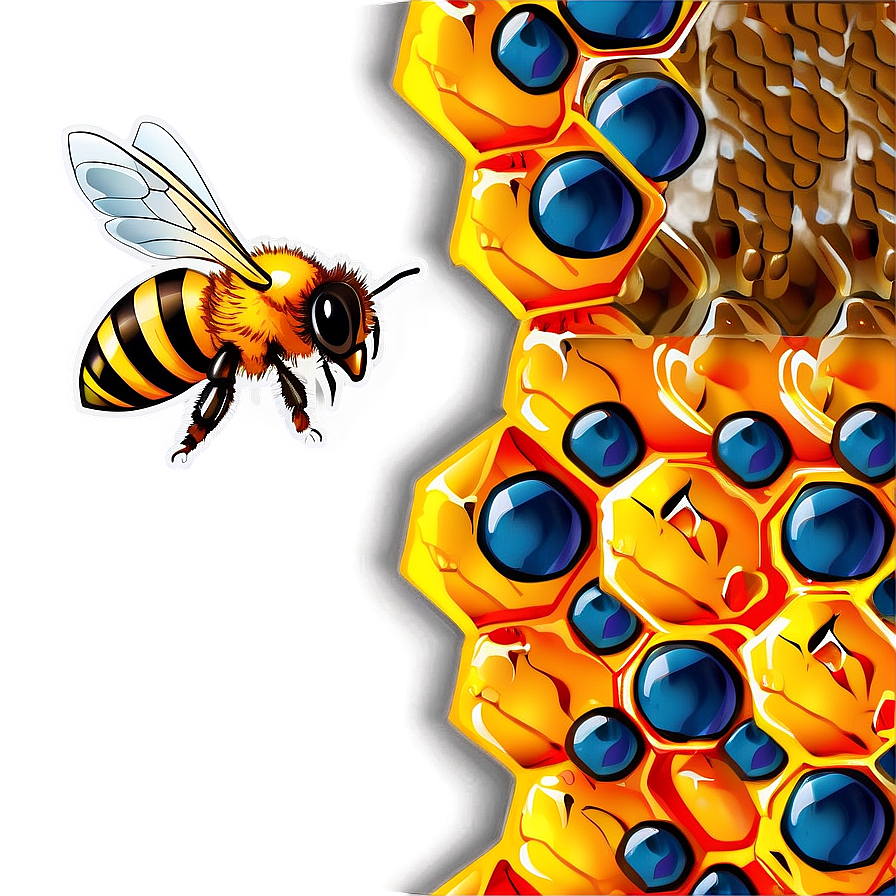 Honeycomb With Bee Png Fin75 PNG Image