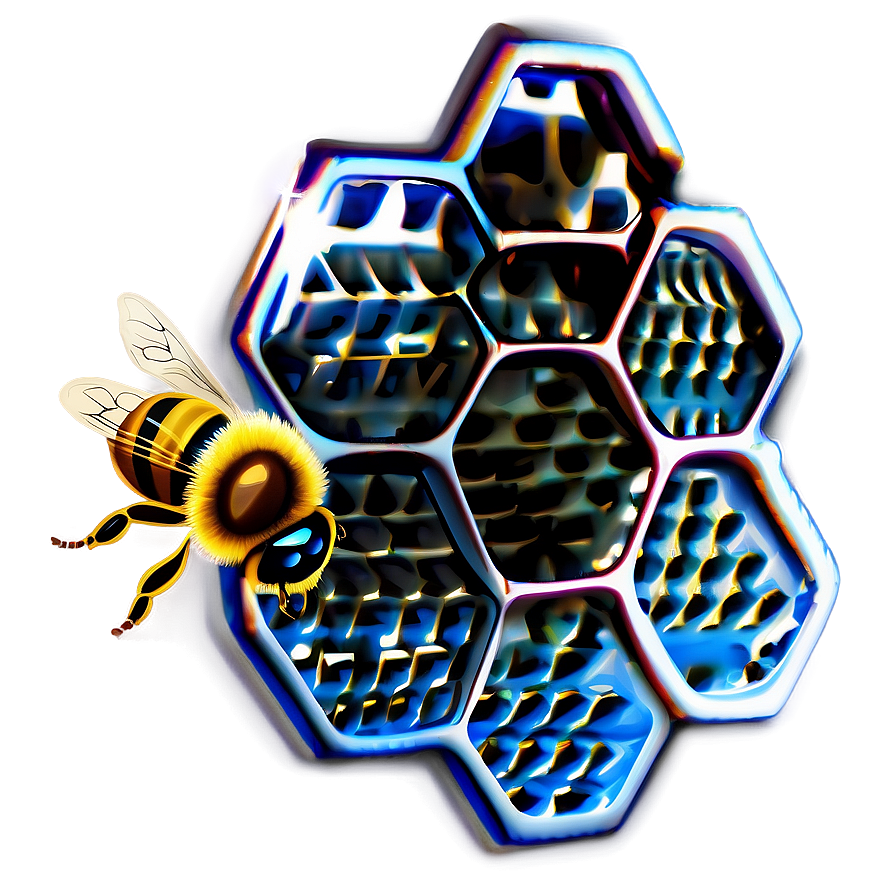 Honeycomb With Bee Png Wib PNG Image