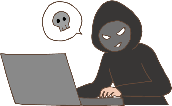 Hooded Hackerat Computerwith Skull Icon PNG Image