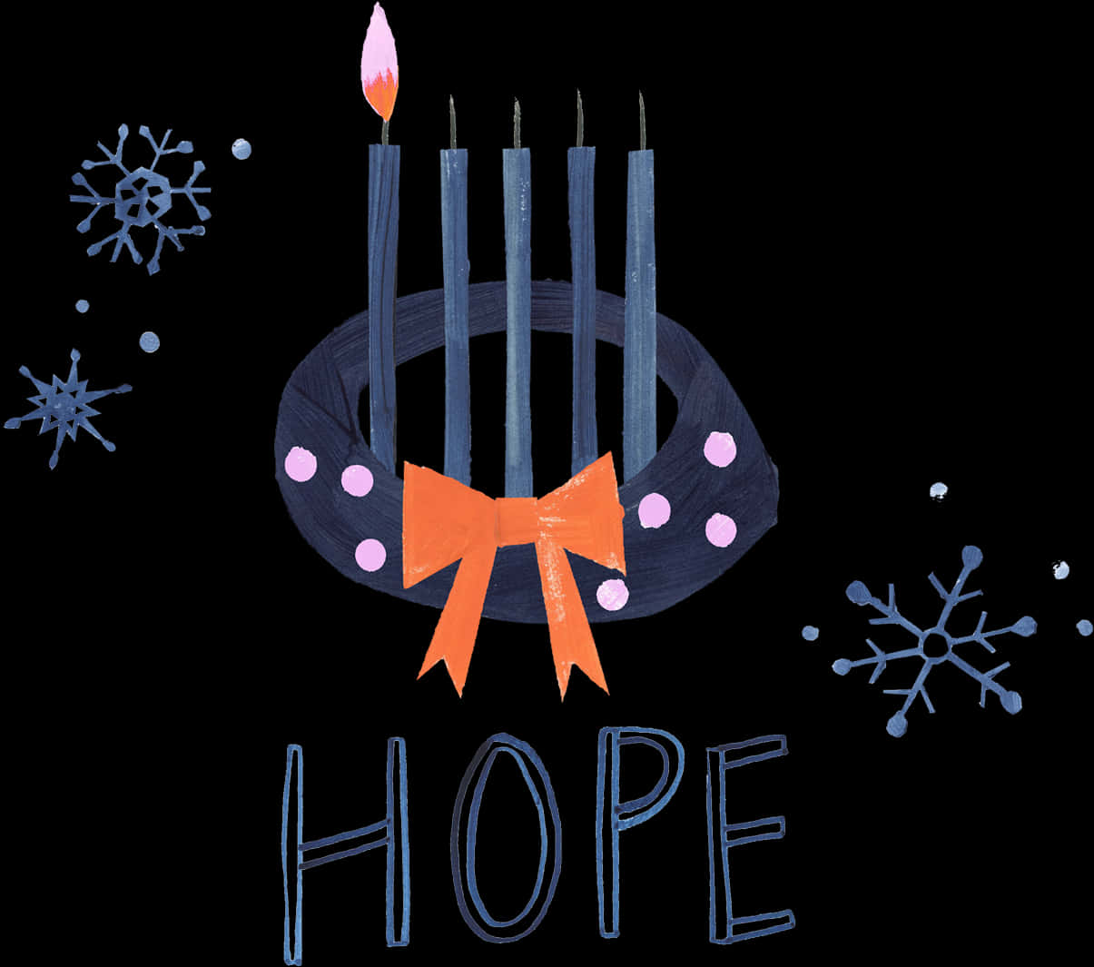 Hopeful Birthday Candleand Snowflakes PNG Image