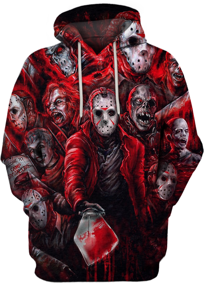 Horror Themed Hoodiewith Masked Figures PNG Image