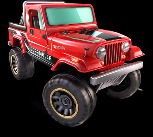 Hot Wheels Red Jeep Scrambler Toy PNG Image