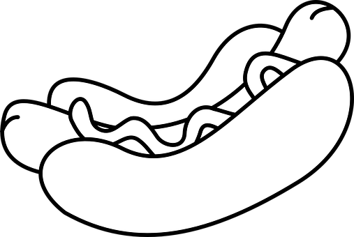 Hotdog Clipart Blackand White PNG Image