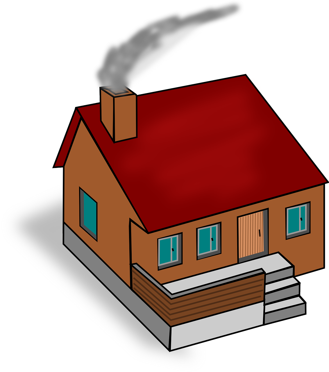 House Chimney Smoke Illustration PNG Image