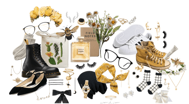 Hufflepuff Inspired Fashion Collage PNG Image