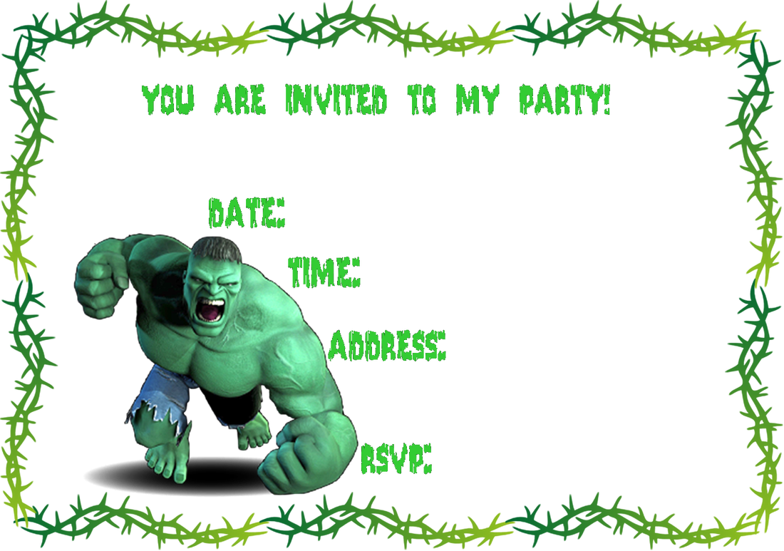 Hulk Party Invitation Template PNG Image