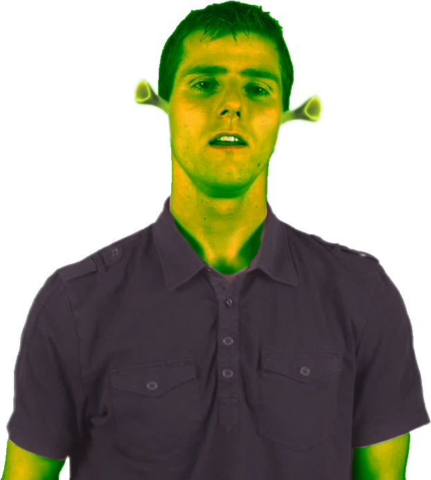 Human Shrek Hybrid Portrait PNG Image