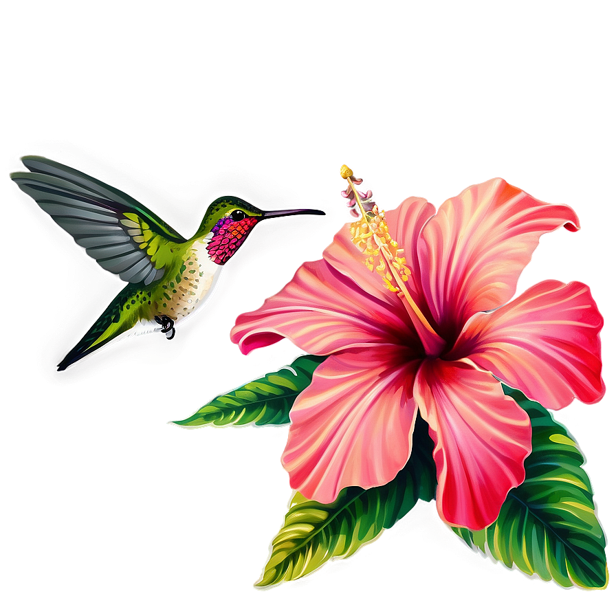 Hummingbird And Hibiscus Png 05212024 PNG Image