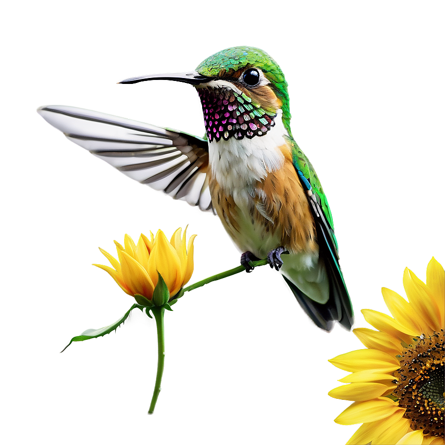 Hummingbird With Sunflower Png Hxc14 PNG Image