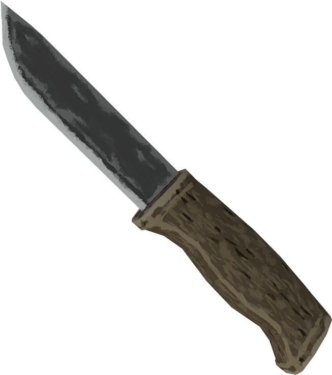 Hunting Knifewith Wooden Handle PNG Image