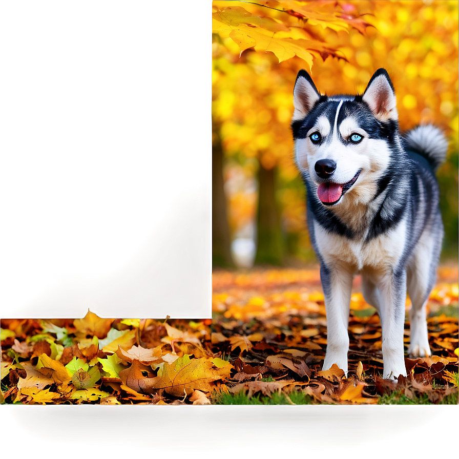 Husky In Autumn Leaves Png 06112024 PNG Image