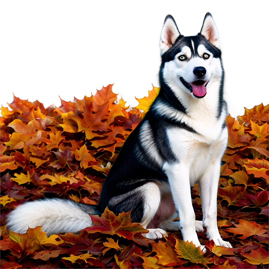 Husky In Autumn Leaves Png 89 PNG Image