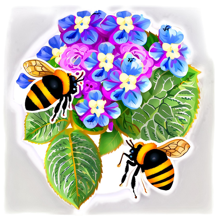 Hydrangea With Bees Png 05242024 PNG Image